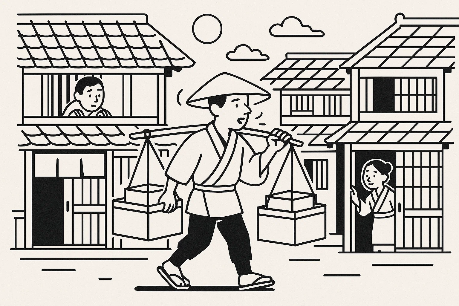 豆腐屋が町を巡る。「とうふ〜、とうふ〜」低くやわらかな声が、江戸の長屋を起こしていく。