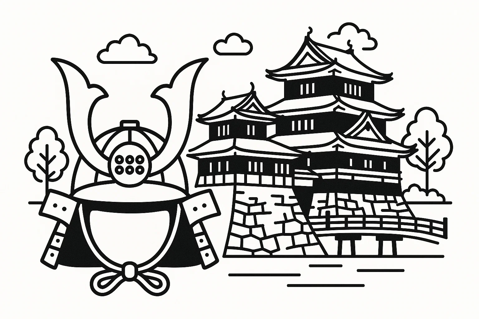 上田城と六文銭の兜