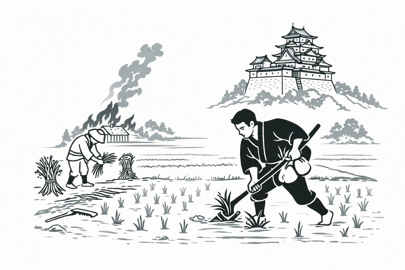 敵の領地に入って収穫直前の稲や麦をごっそり刈り取って持ち去る